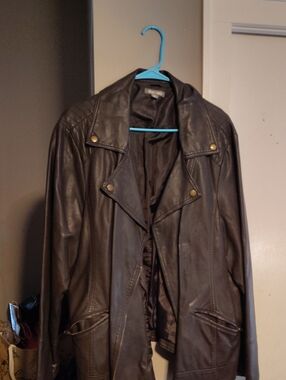Roz & Ali Women's Chocolate Brown Leather Moto Jacket - Classic Style
